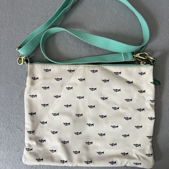 Fossil Key Per Crossbody Purse Novelty Trumpet Print Nylon Top Zip Pockets Music - Picture 6 of 13